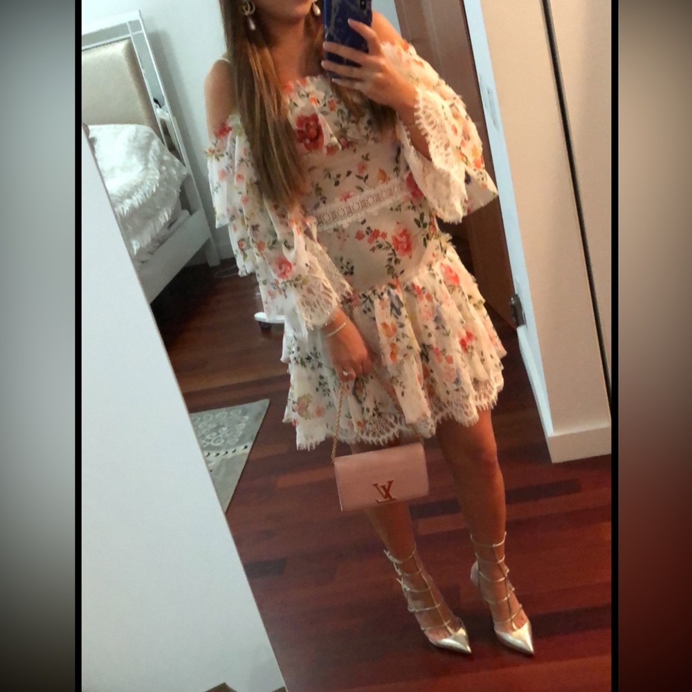 Alice + Olivia White floral dress